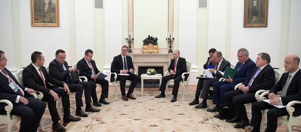 Радни састанак председника Русије Владимира Путина и председника Србије Александра Вучића у Кремљу - Sputnik Србија