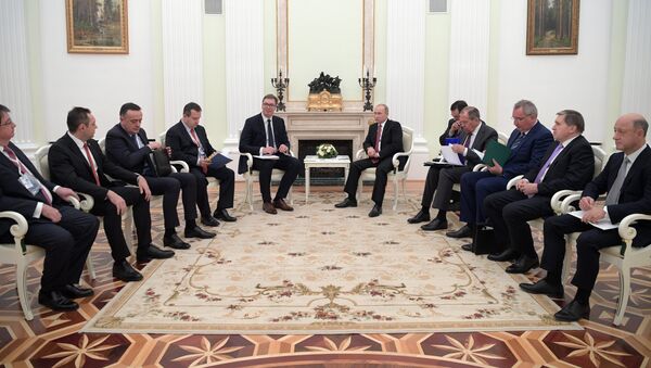 Radni sastanak predsednika Rusije Vladimira Putina i predsednika Srbije Aleksandra Vučića u Kremlju - Sputnik Srbija