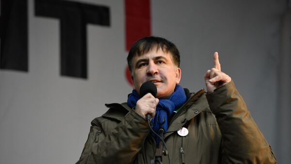 Бивши председник Грузије и гувернер Одеске области Михаил Сакашвили на митингу у центру Кијева - Sputnik Србија