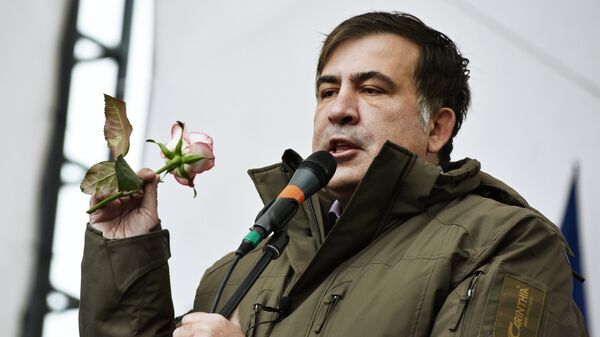 Бивши председник Грузије Михаил Сакашвили на митингу у Кијеву - Sputnik Србија