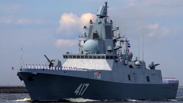 Fregata Admiral Gorškov na probi vojne parade u Konštatu - Sputnik Srbija