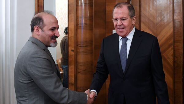 Lider sirijskog opozicionog pokreta Sirija sutra Ahmed Džarba i ministar spoljnih poslova Rusije Sergej Lavrov na sastanku u Moskvi - Sputnik Srbija