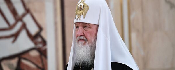 Патријарх московски и целе Русије Кирил у храму Христа Спаситеља у Москви - Sputnik Србија