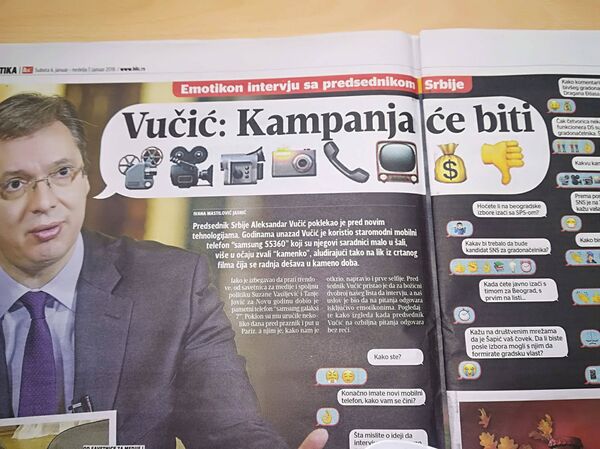 Emotikon intervju sa Aleksandrom Vučićem u dnevnom listu Blic - Sputnik Srbija