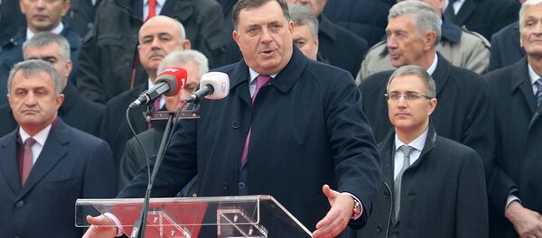 Predsednik RS Milorad Dodik govori na proslavi Dana Republike Srpske u Banjaluci. - Sputnik Srbija