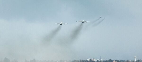 Avioni ruske avijacije poleću sa vazduhoplovne baze Hmejmim u Siriji - Sputnik Srbija