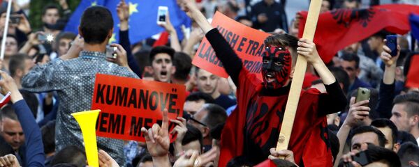 Албанци на протесту у Скопљу - архивска фотографија Албанци на протесту у Скопљу - архивска фотографија - Sputnik Србија