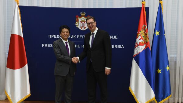  Premijer Japana Šinzo Abe i predsednik Srbije Aleksandar Vučić - Sputnik Srbija