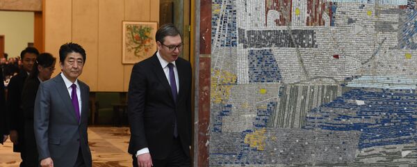 Премијер Јапана Шинзо Абе и председник Србије Александар Вучић Премијер Јапана Шинзо Абе и председник Србије Александар Вучић - Sputnik Србија