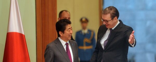 Премијер Јапана Шинзо Абе и председник Србије Александар Вучић Премијер Јапана Шинзо Абе и председник Србије Александар Вучић - Sputnik Србија