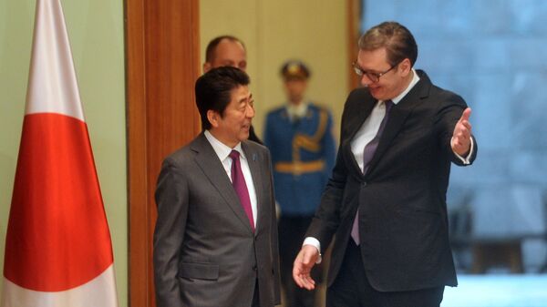 Premijer Japana Šinzo Abe i predsednik Srbije Aleksandar Vučić - Sputnik Srbija