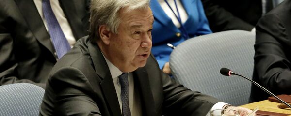 Generalni sekretar UN Antonio Gutereš na sednici Saveta bezbednosti UN Generalni sekretar UN Antonio Gutereš na sednici Saveta bezbednosti UN - Sputnik Srbija