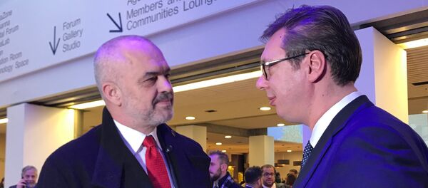 Еди Рама и Александар Вучић на форуму у Давосу - Sputnik Србија