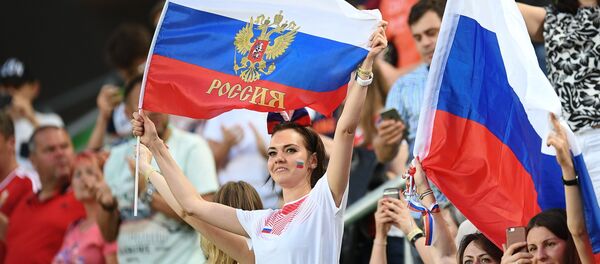 Navijači Rusije na prijateljskoj fudbalskoj utakmici između Rusije i Mađarske - Sputnik Srbija