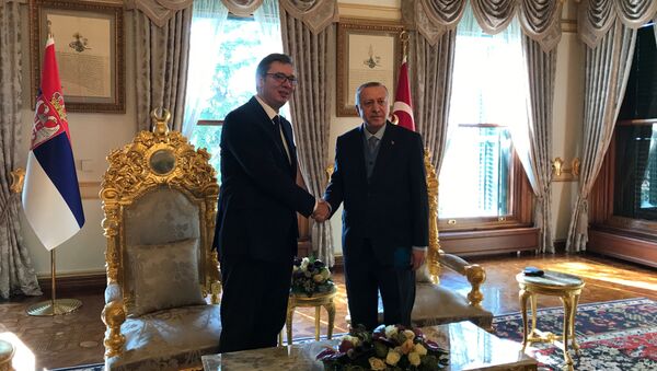 Predsednik Srbije Aleksandar Vučić i predsednik Turske Redžep Tajip Erdogan u predsedničkoj palati u Istanbulu - Sputnik Srbija