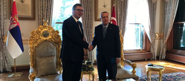 Председник Србије Александар Вучић и председник Турске Реџеп Тајип Ердоган у председничкој палати у Истанбулу - Sputnik Србија