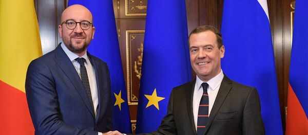 Премијер Русије Дмитриј Медведев на састанку са премијером Белгије Шарлом Мишелом у Москви - Sputnik Србија