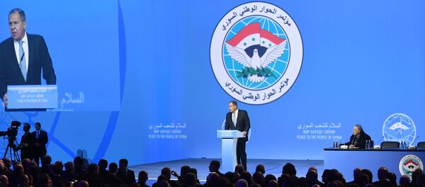 Министар спољних послова Русије Сергеј Лавров обраћа се учесницима Конгреса националног дијалога Сирије у Сочију - Sputnik Србија