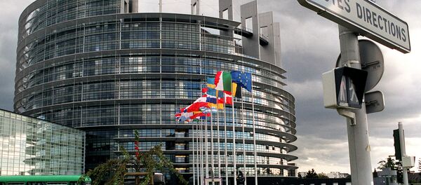 Заставе испред зграде Европског парламента у Стразбуру. - Sputnik Србија