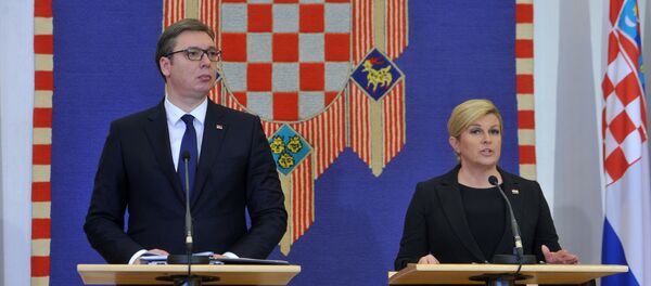 Predsednik Srbije Aleksandar Vučić i predsednica Hrvatske Kolinda Grabar Kitarović u Zagrebu - Sputnik Srbija