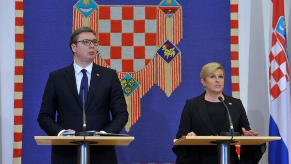 Predsednik Srbije Aleksandar Vučić i predsednica Hrvatske Kolinda Grabar Kitarović u Zagrebu - Sputnik Srbija