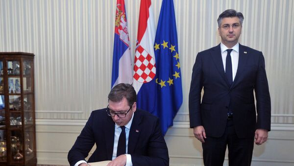 Predsednik Srbije Aleksandar Vučić i premijer Hrvatske Andrej Plenković - Sputnik Srbija