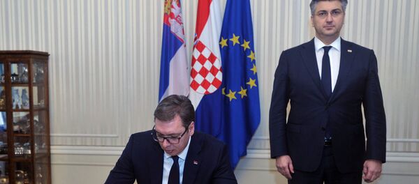 Predsednik Srbije Aleksandar Vučić i premijer Hrvatske Andrej Plenković - Sputnik Srbija