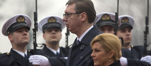 Predsednik Srbije Aleksandar Vučić i predsednica Hrvatske Kolinda Grabar Kitarović u Zagrebu - Sputnik Srbija