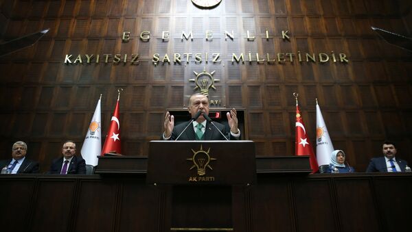 Predsednik Turske Redžep Tajip Erdogan obraća se poslanicima vladajuće partije u Ankari - Sputnik Srbija