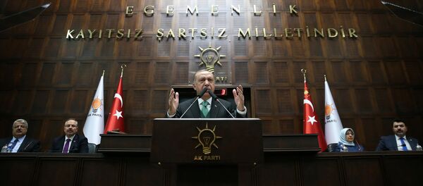 Председник Турске Реџеп Тајип Ердоган обраћа се посланицима владајуће партије у Анкари - Sputnik Србија