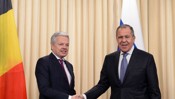 Ministri spoljnih poslova Belgije i Rusije, Didije Renders i Sergej Lavrov na sastanku u Moskvi - Sputnik Srbija