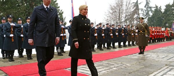 Hrvatska predsednica Kolinda Grabar Kitarović i predsednik Srbije Aleksandar Vučić u u Zagrebu - Sputnik Srbija