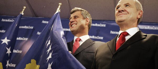 Хашим Тачи и Фатмир Сејдију на самопроглашењу независности Косова 17. фебруара 2008. - Sputnik Србија