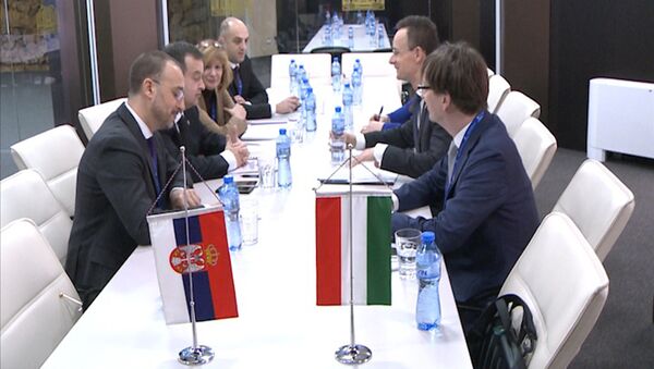 Ministar spoljnih poslova Ivica Dačić  sastao se danas na marginama neformalnog sastanka sa mađarskim ministrom spoljnih poslova Peterom Sijartom - Sputnik Srbija