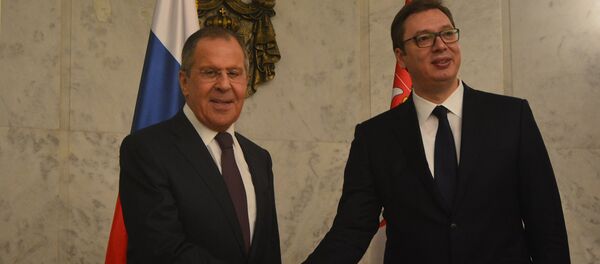 Sergej Lavrov i Aleksandar Vučić u Beogradu. - Sputnik Srbija
