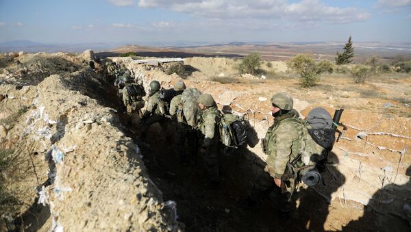 Turske snage na planini Barsaja severoistočno od Afrina u Siriji - Sputnik Srbija