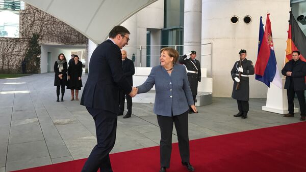 Predsednik Srbije Aleksandar Vučić i nemačka kancelarka Angela Merkel - Sputnik Srbija