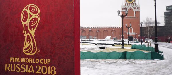 Ознаке постављене у московском Кремљу за Светско првенство у фудбалу 2018. - Sputnik Србија