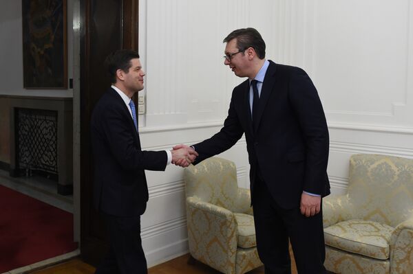 Вес Мичел и Александар Вучић Вес Мичел и Александар Вучић - Sputnik Србија