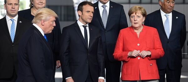 Доналд Трамп, Емануел Макрон и Ангела Меркел Доналд Трамп, Емануел Макрон и Ангела Меркел - Sputnik Србија