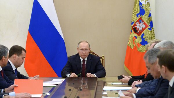 Председник Русије Владимир Путин са седници Савета безбедности - Sputnik Србија