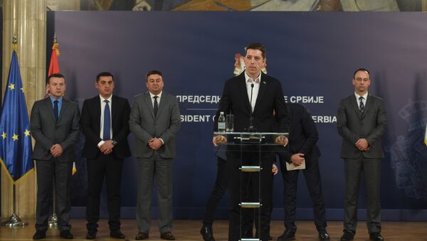 Марко Ђурић и представници Срба са КиМ на конференцији за новинаре - Sputnik Србија