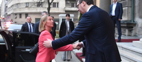 Федерика Могерини и Александар Вучић у Београду. Федерика Могерини и Александар Вучић у Београду. - Sputnik Србија