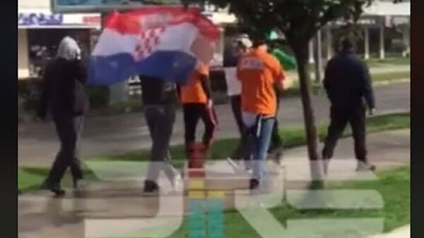 Хрватски навијачи марширају Подгорицом - Sputnik Србија