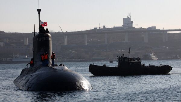 Podmornica Ust Kamčatsk u glavnoj bazi Pacifičke flote Rusije - Sputnik Srbija