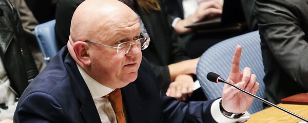 Стални представник Русије у Уједињеним нацијама, Василиј Небензја, говори на отвореној седници Савета безбедности УН у Њујорку Стални представник Русије у Уједињеним нацијама, Василиј Небензја, говори на отвореној седници Савета безбедности УН у Њујорку - Sputnik Србија