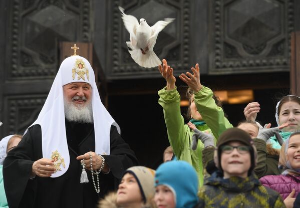 Patrijarh Kiril nakon službe u Hramu Hrista Spasitelja u Moskvi - Sputnik Srbija