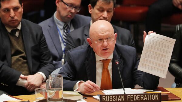 Ambasador Rusije u UN Vasilij Nebenzja u Savetu bezbednosti UN - Sputnik Srbija