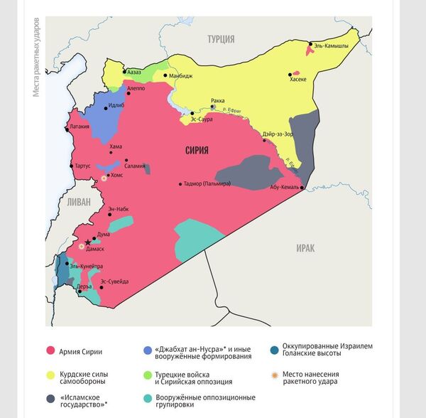 Ваздушни напади на Сирију извођени су крстарећим ракетама пре свега са бродова који су позиционирани у Црвеном мору, Персијском заливу и Средоземном мору - Sputnik Србија