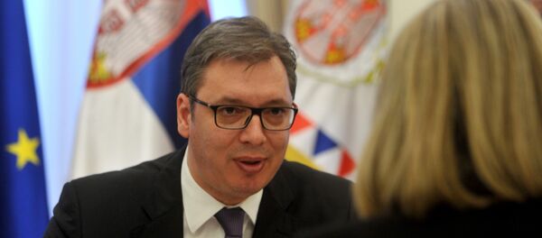 Председник Србије Александар Вучић са високом представницом ЕУ Федериком Могерини - Sputnik Србија